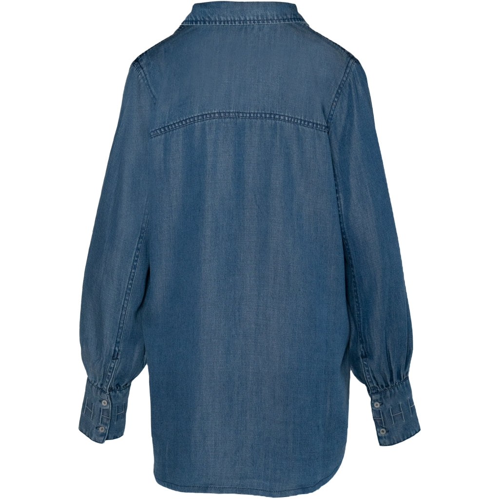 HÉST AS SCARLETT Shirt Woven Blouse/Top/Shirt 9502 Medium Wash Blue Denim