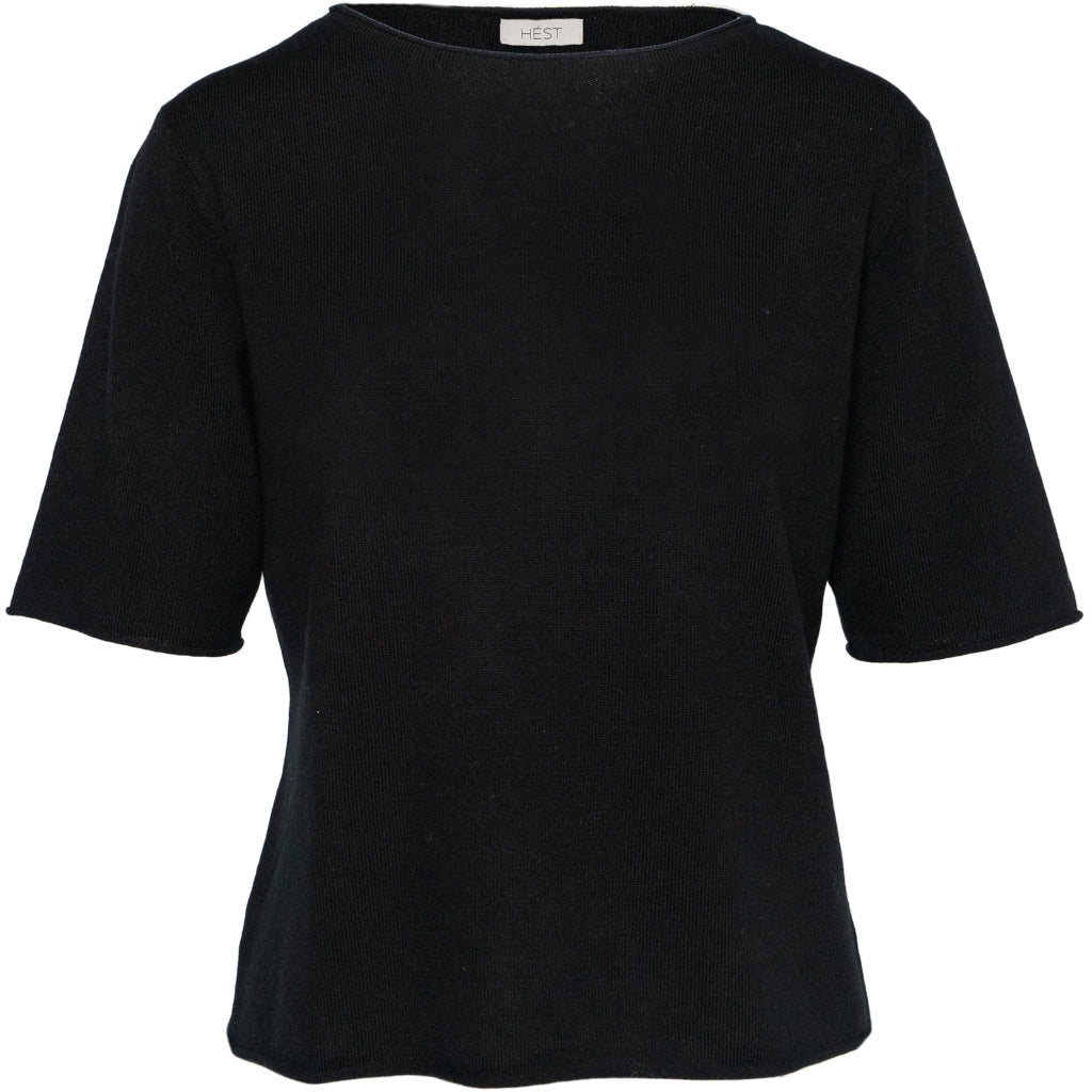 HÉST AS SELMA Shortsleeve Sweater Heavy Knitwear Tops 9000 Jet Black