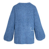 HÉST AS SOFIE V-neck Sweater Heavy Knitwear Tops 281 Blue
