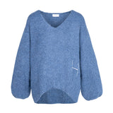 HÉST AS SOFIE V-neck Sweater Heavy Knitwear Tops 281 Blue