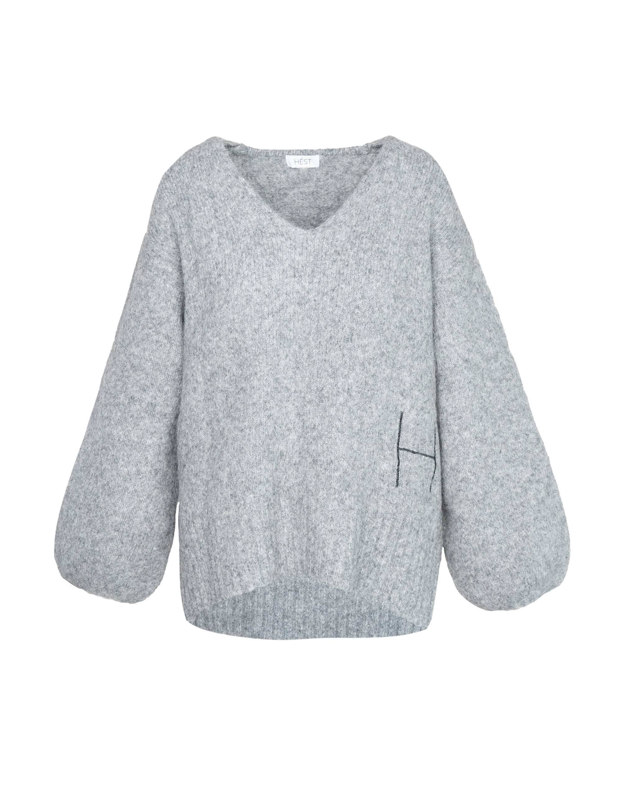 HÉST AS SOFIE V-neck Sweater Heavy Knitwear Tops 415 Grey Melange