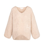 HÉST AS SOFIE V-neck Sweater Heavy Knitwear Tops 466 Beige