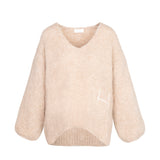 HÉST AS SOFIE V-neck Sweater Heavy Knitwear Tops 466 Beige