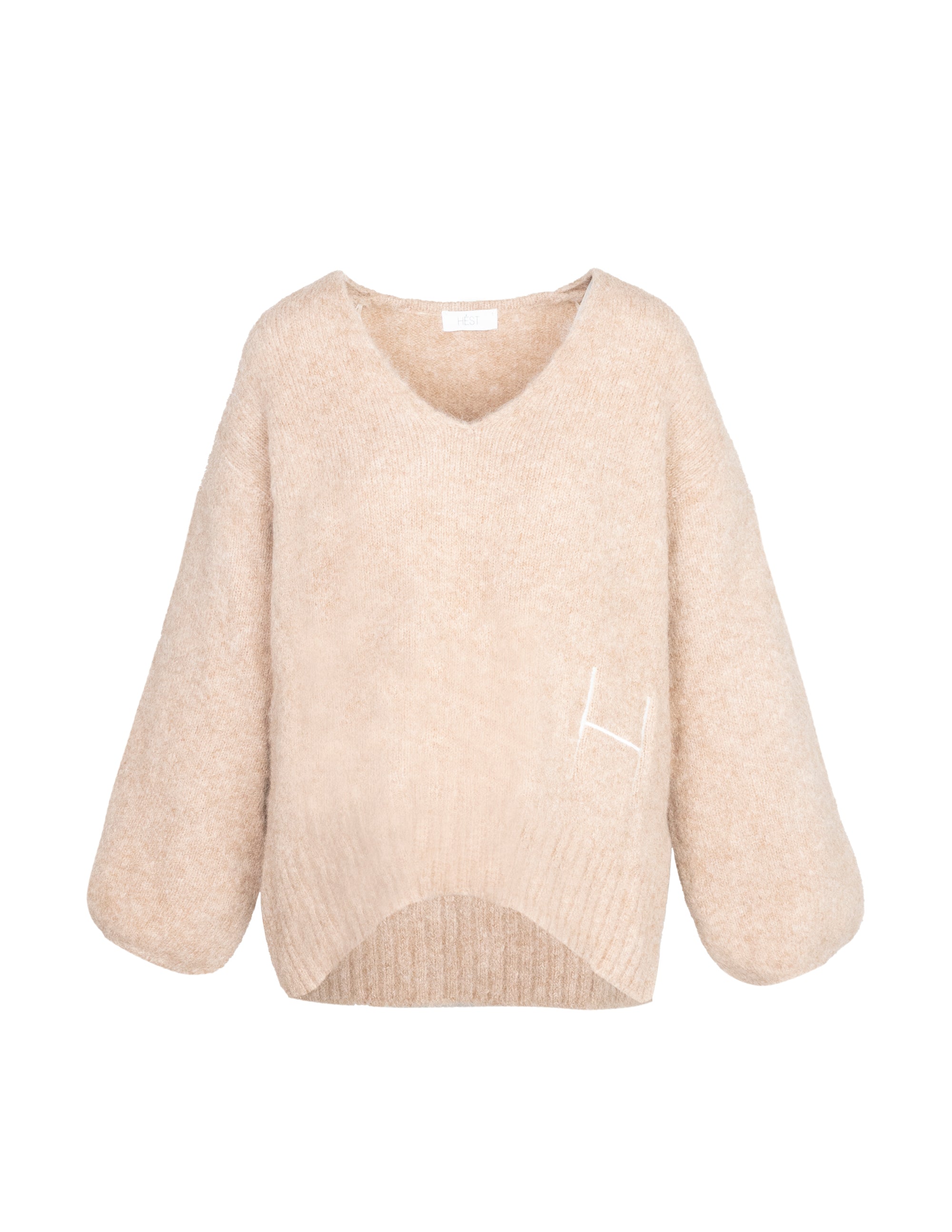 HÉST AS SOFIE V-neck Sweater Heavy Knitwear Tops 466 Beige