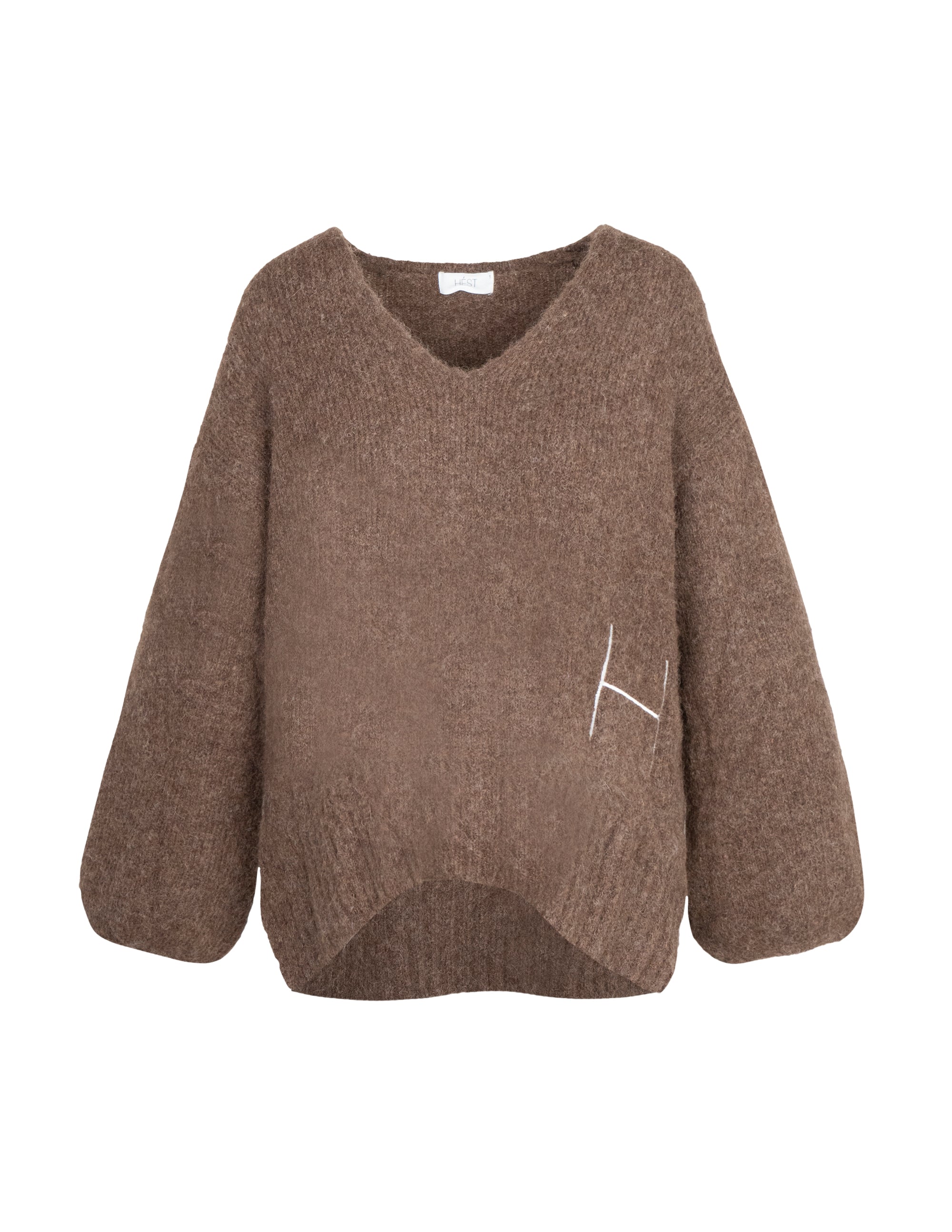 HÉST AS SOFIE V-neck Sweater Heavy Knitwear Tops 475 Brown