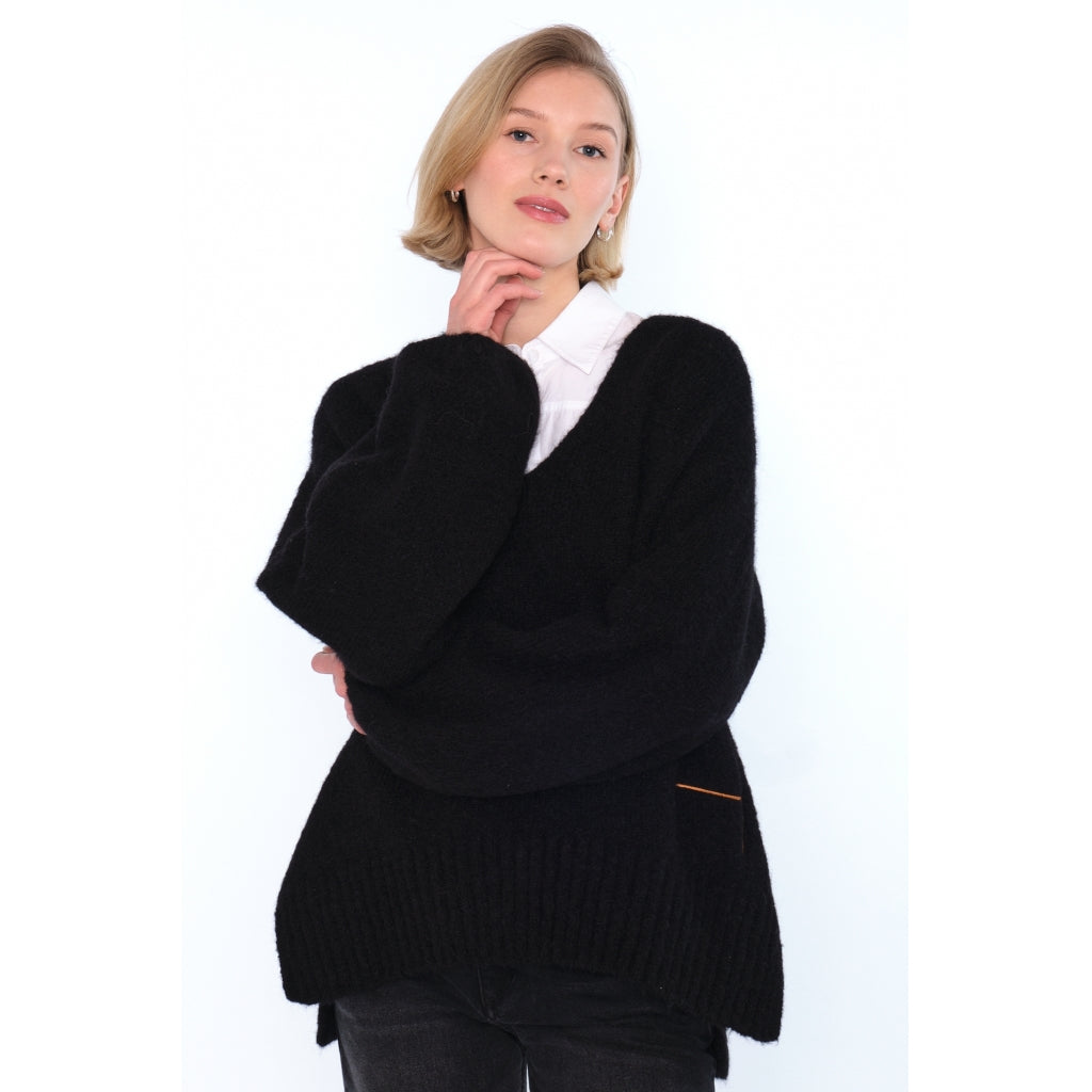 HÉST AS SOFIE V-neck Sweater Heavy Knitwear Tops 9000Jet Black