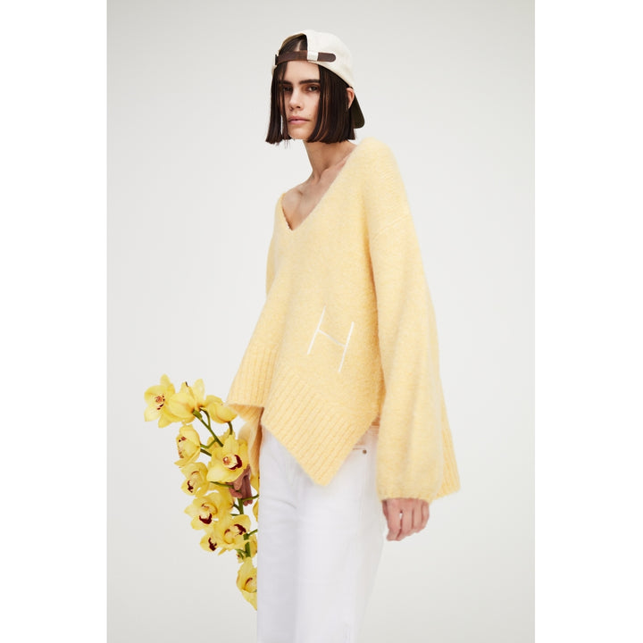 HÉST AS Sofie v-neck sweater Heavy Knitwear Tops 106 Yellow
