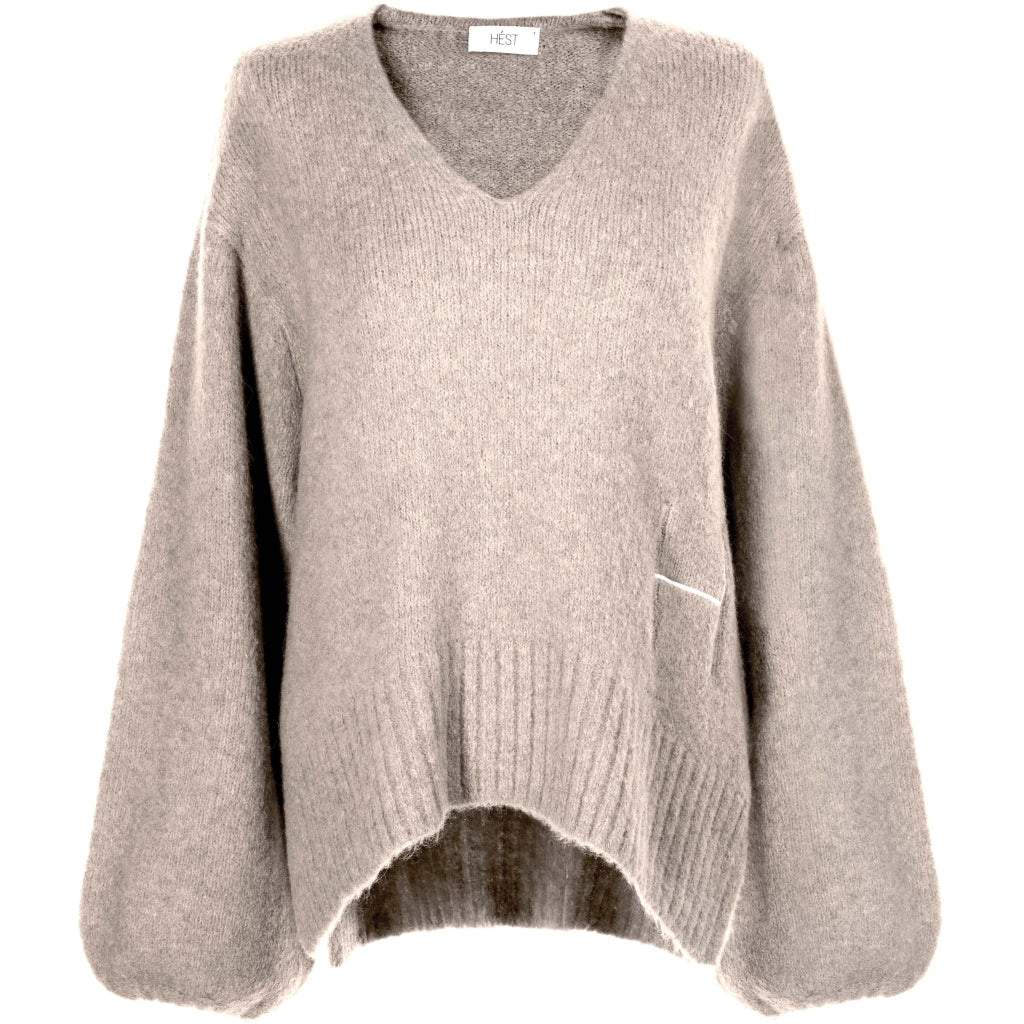 HÉST AS Sofie v-neck sweater Heavy Knitwear Tops 467 Beige Melange