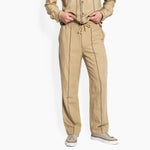 Hést Men VICO Linen Elastic Waist Trousers Woven Pants/Shorts 6504 Beige Trenchcoat