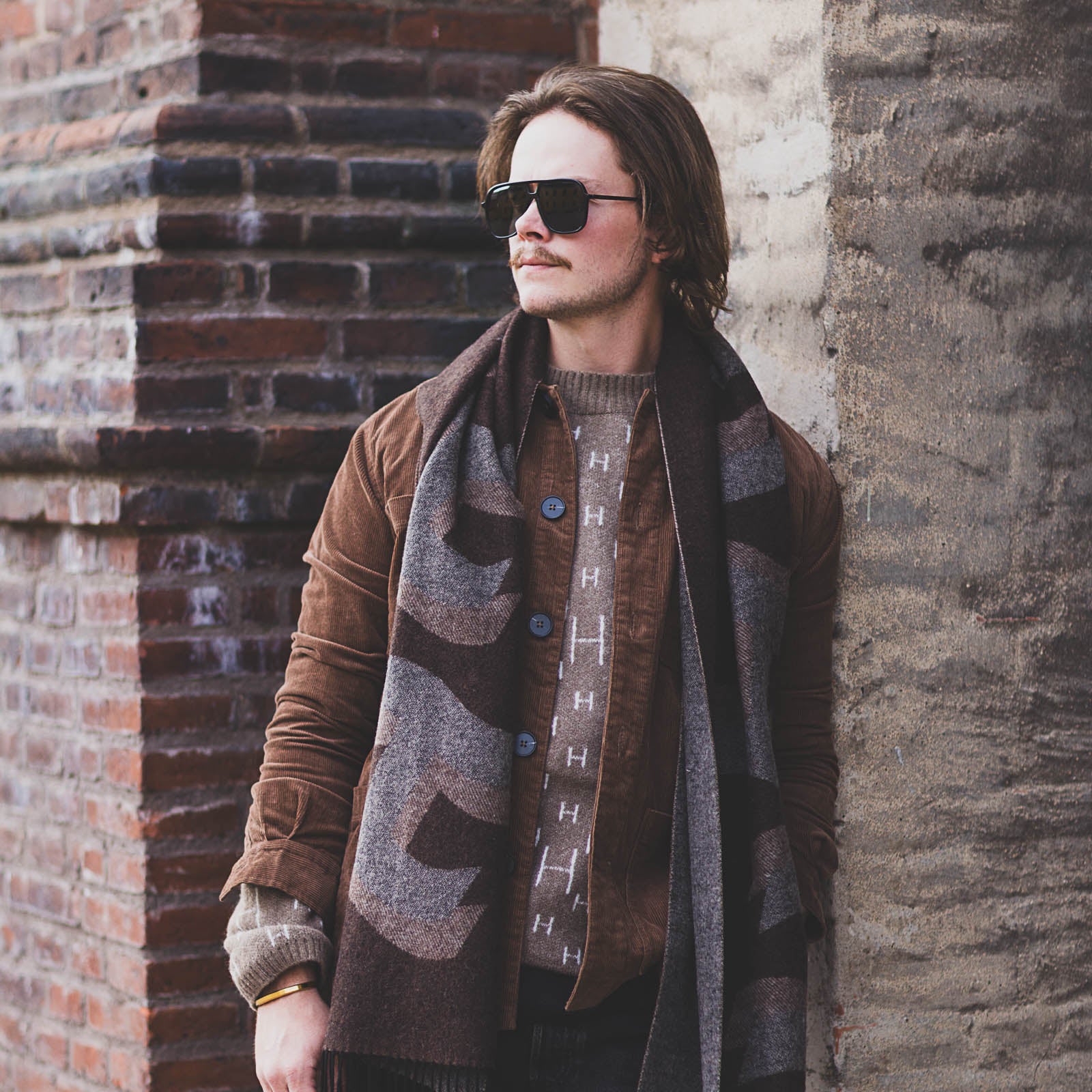 Hést Unisex YORK Scarf Accessories Hats/Scarves/Socks 483 Brown with beige